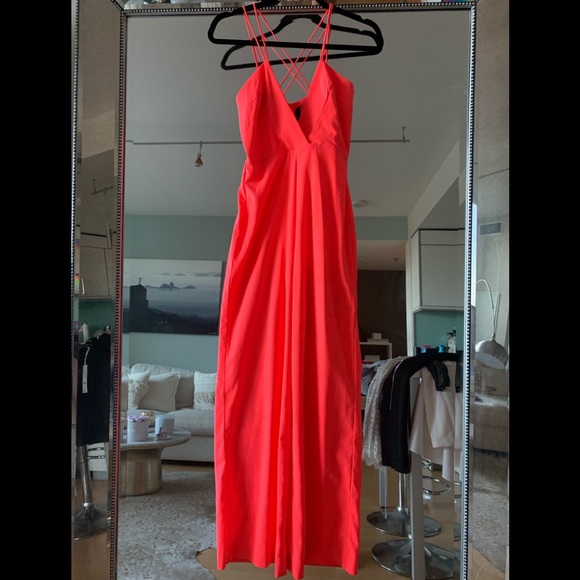 AQ/AQ SANE NEON PINK DEEP V JUMPSUIT - Picture 2 of 2